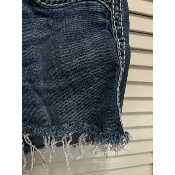 Rock Revival Cut Off Booty Denim Jean Short Size 28 Embroidered/Studs Low Rise - Picture 2 of 8